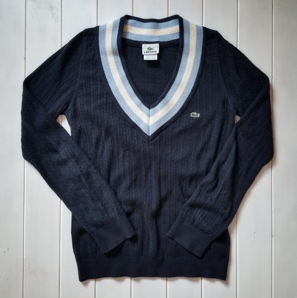 Lacoste v-neck navy sweater size 40